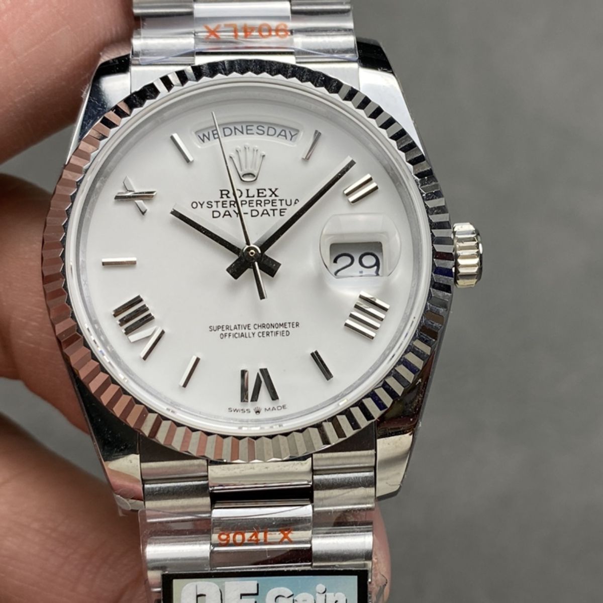 Regency Weekday 36 mm Weekday Fluted Bezel White Dial 128239 5238
