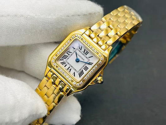 Panther-Style Stainless Steel 22mm Watch