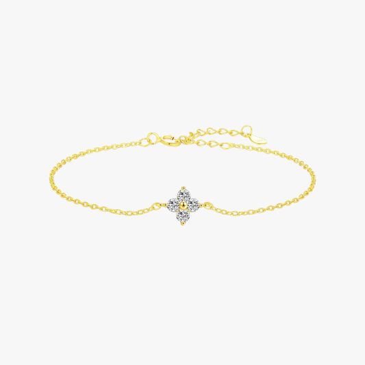 Elegant Four Leaf Clover CZ Bracelet