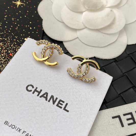 Fashion Half Rhinestone Earrings