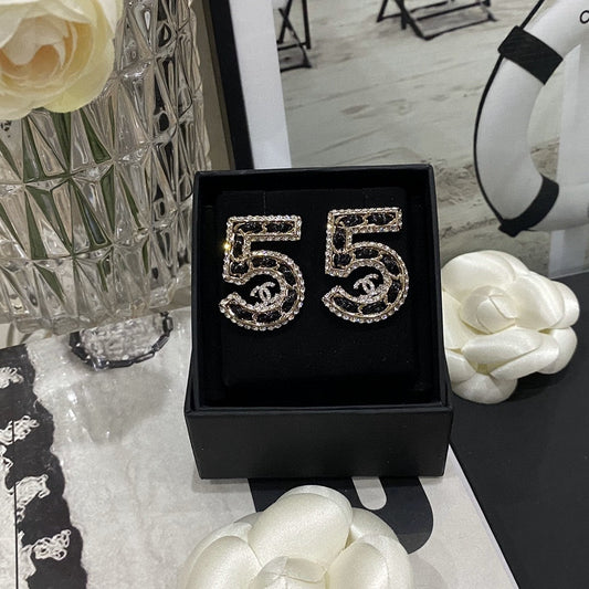 Rhinestones Leather 5 Earrings