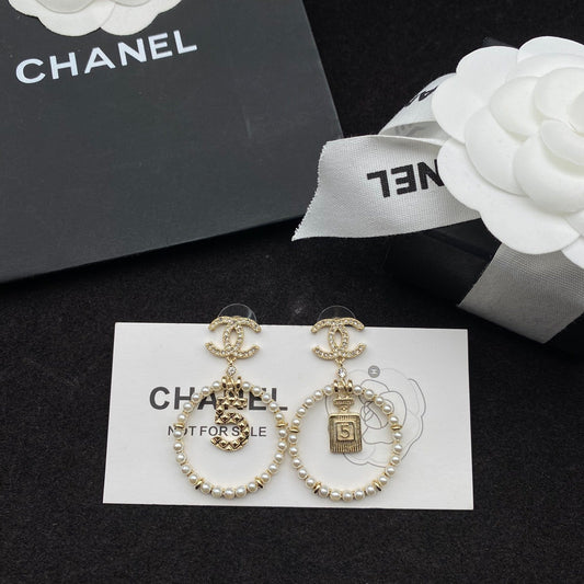 Lucky 5 Perfume Bottle Pendant Earrings