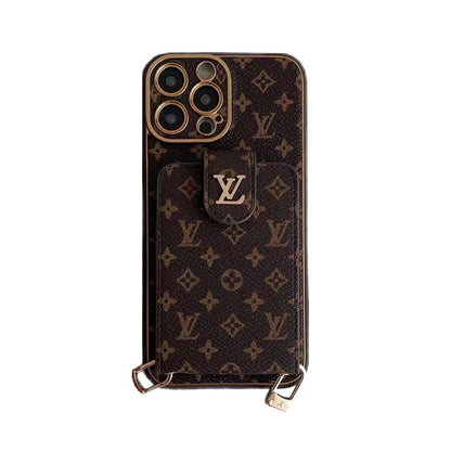 Advanced leather iPhone Case With Card Wallet And Strap
