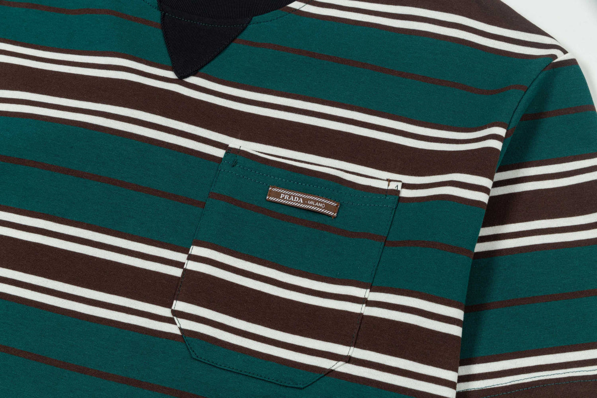 New contrasting striped embroidered T-shirt