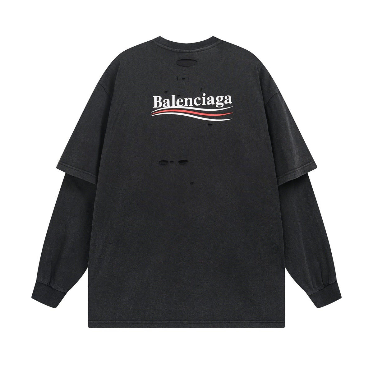 Printed ripped long sleeve t-shirt
