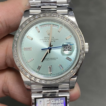 Regency Weekday 40 mm Weekday Trapeze Bezel Ice blue Dial 228396TBR 9185