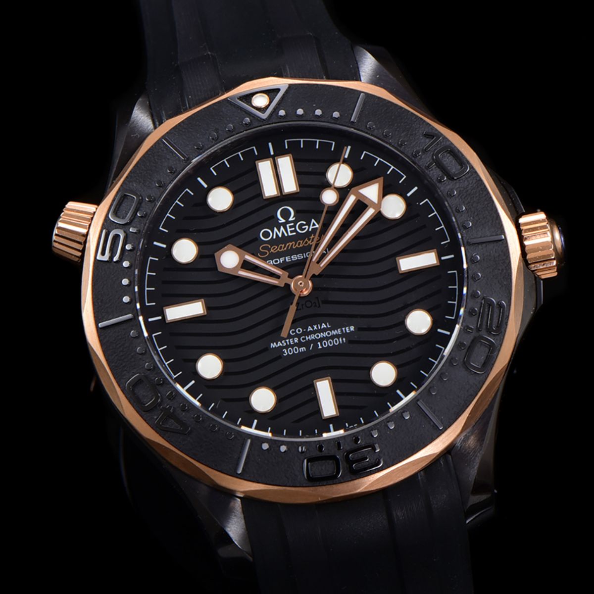 Celestial Seafarer Diver 300M 44mm Black Ceramic On Rubber Strap Black Dial 8166