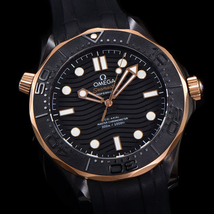 Celestial Seafarer Diver 300M 44mm Black Ceramic On Rubber Strap Black Dial 8166