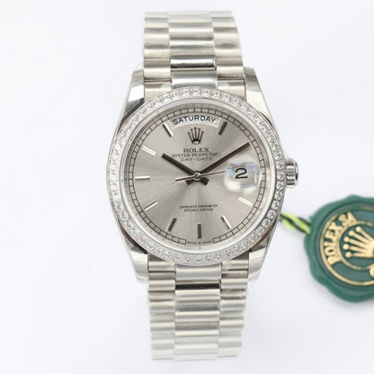 [Super Clone] Regency Weekday 36 mm Weekday Brilliant diamond set Bezel Silver Dial 128349RBR 2327