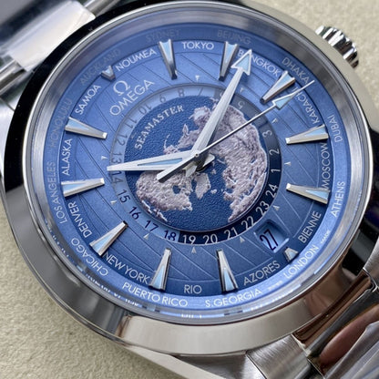 Celestial Aqua Sport Worldtimer 150M 43mm Steel On Steel Blue Dial 6518