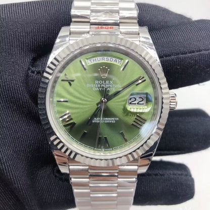 Regency Weekday 40 mm Weekday Fluted Bezel Olive green Dial 228236 3208