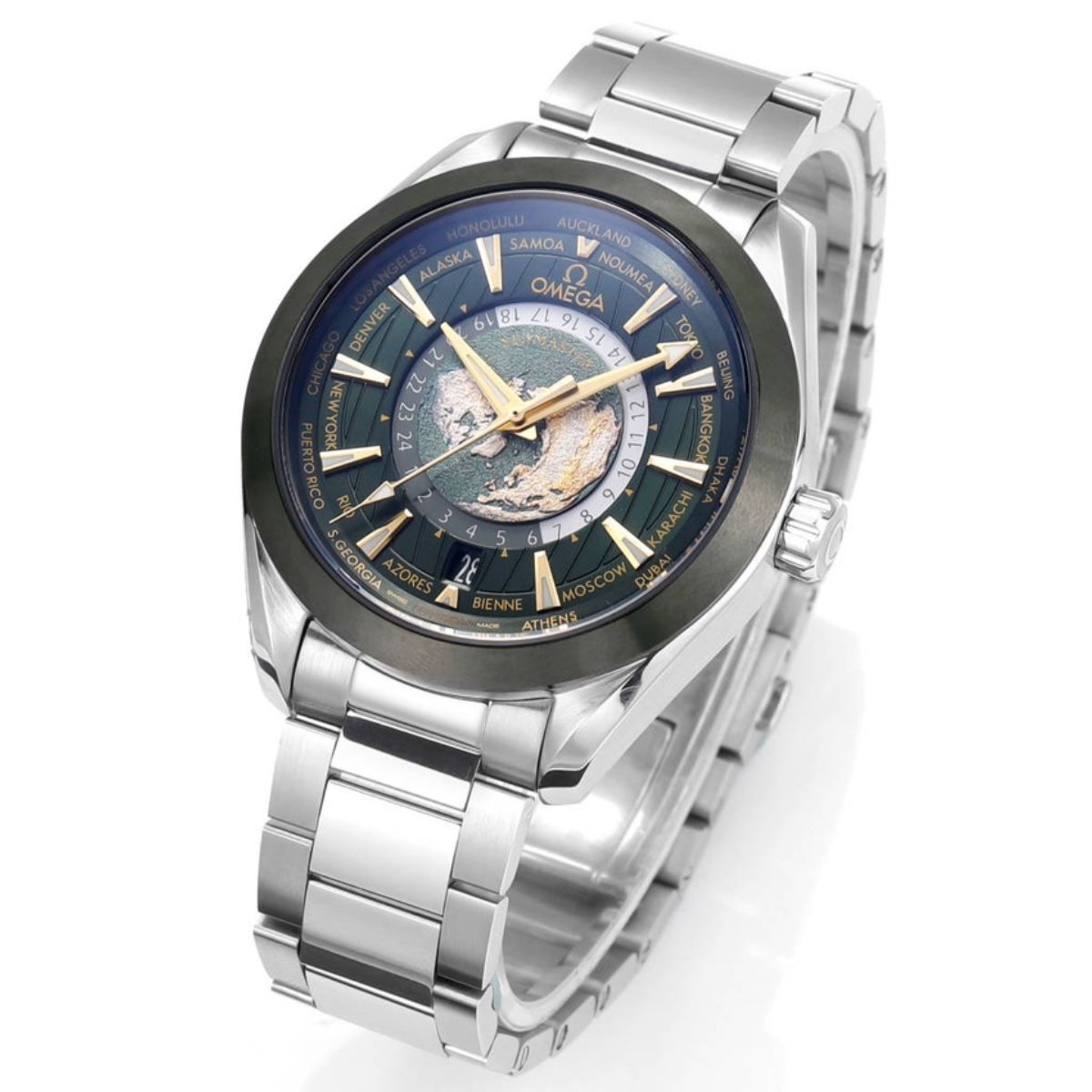 Celestial Aqua Sport Worldtimer 150M 43mm Steel On Steel Grey Dial 7764