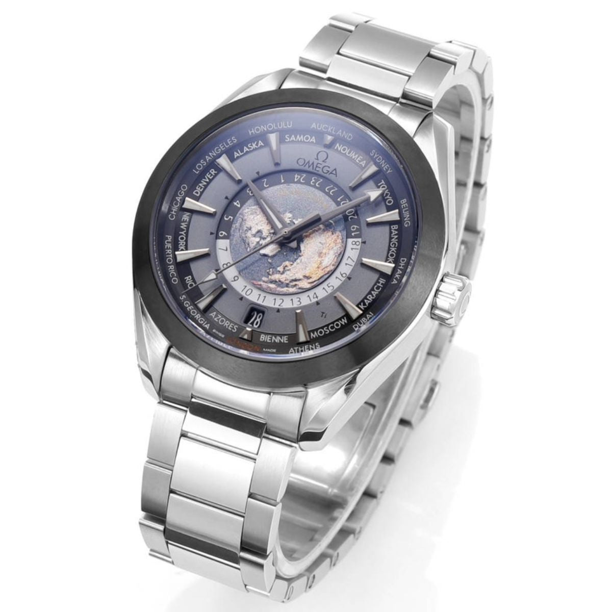Celestial Aqua Sport Worldtimer 150M 43mm Steel On Steel Blue Dial 3692
