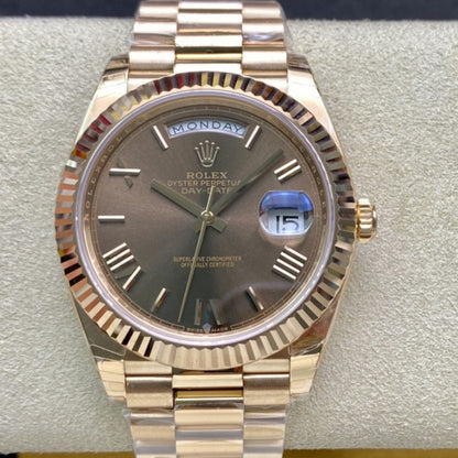 [Super Clone] Regency Weekday 40 mm Weekday Fluted Bezel Chocolate Dial 228235 6061