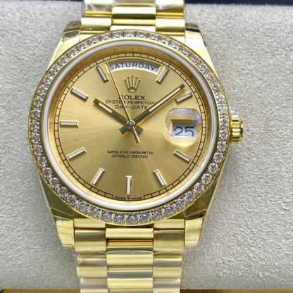Regency Weekday 40 mm Weekday Brilliant diamond set Bezel Champagne colour Dial 228348RBR 8306