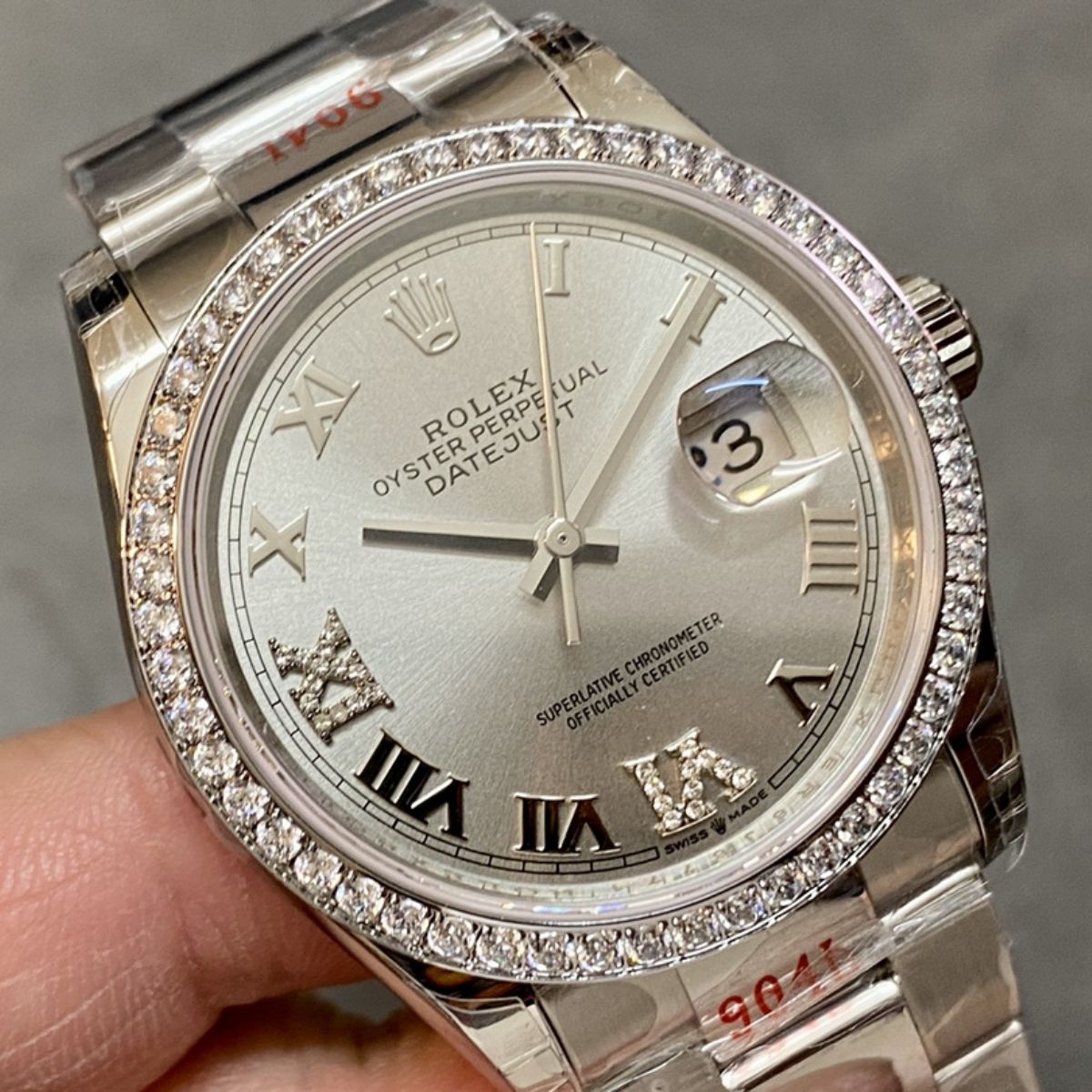 [Super Clone] Regency Classic Date 36 mm Timeless Brilliant diamond set Bezel Silver set with diamonds Dial 126284RBR 4036