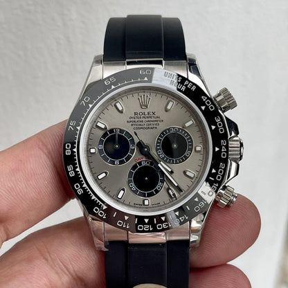 Regency Racing Chronograph 40 mm Rubber Ceramic Bezel Steel and bright black Dial 126519LN 3845