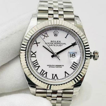 [Super Clone] Regency Classic Date 36 mm Five-Link Fluted Bezel White Dial 126234 8923