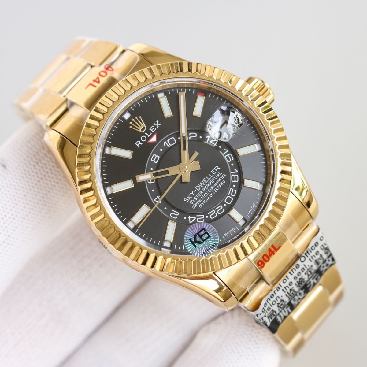 [Super Clone] Regency Dual Time 42 mm Timeless Fluted Bezel Bright black Dial 336938 9785