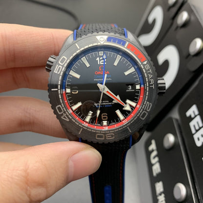 Celestial Ocean Diver 600M Traveller Deep Black 46mm Steel On Rubber Strap Black Dial 8011
