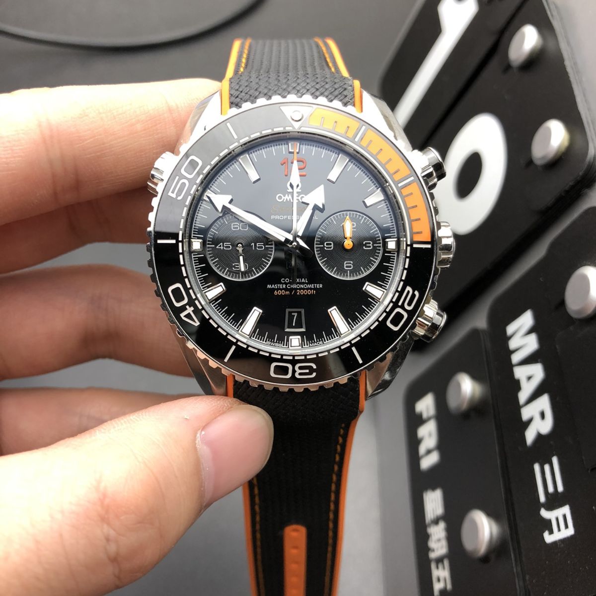 Celestial Ocean Diver 600M Chronograph 46mm Steel On Rubber Strap Black Dial 7610