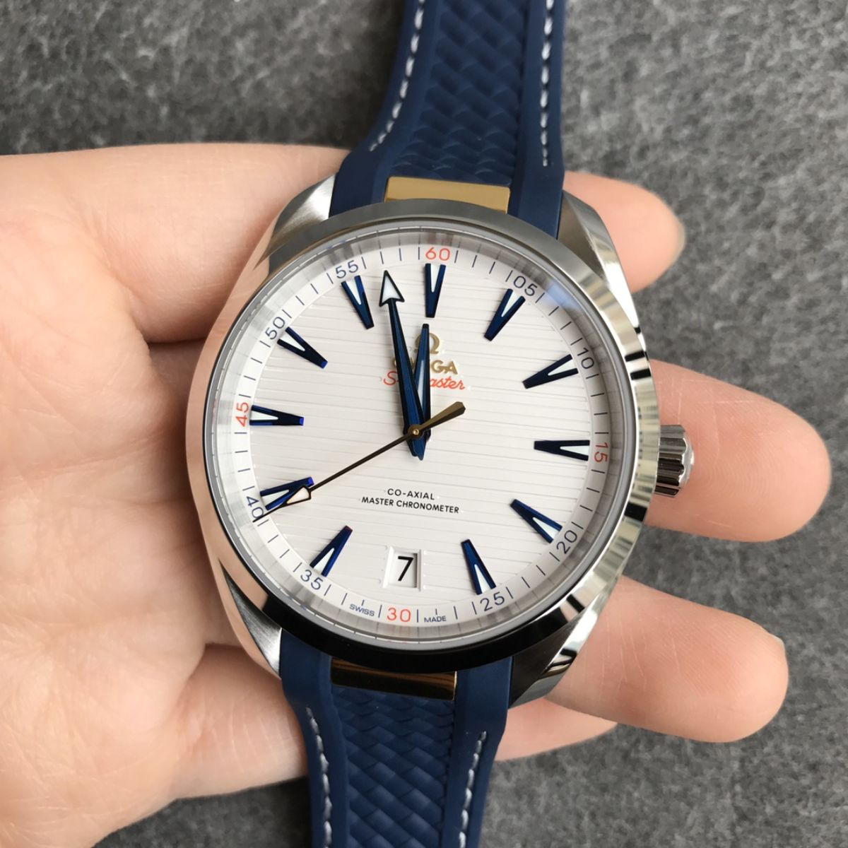 Celestial Aqua Sport 150M 41mm Steel Yellow Gold On Rubber Strap Silver Dial 6212