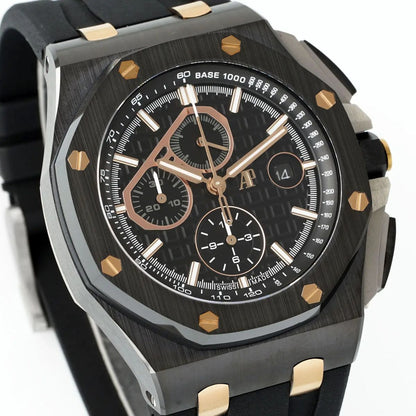 [Super Clone] Prestige Atelier Coastal Sport Chronograph 44mm Black Dial Black Ceramic Rose Gold 2142
