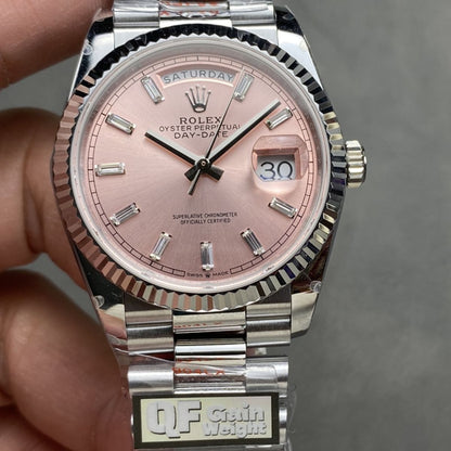Regency Weekday 36 mm Weekday Fluted Bezel Pink Dial 128239 1481