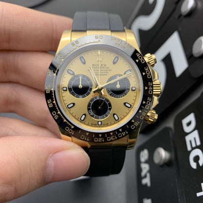 Regency Racing Chronograph 40 mm Rubber Black Bezel Golden black counter rings Dial 126518LN 8012
