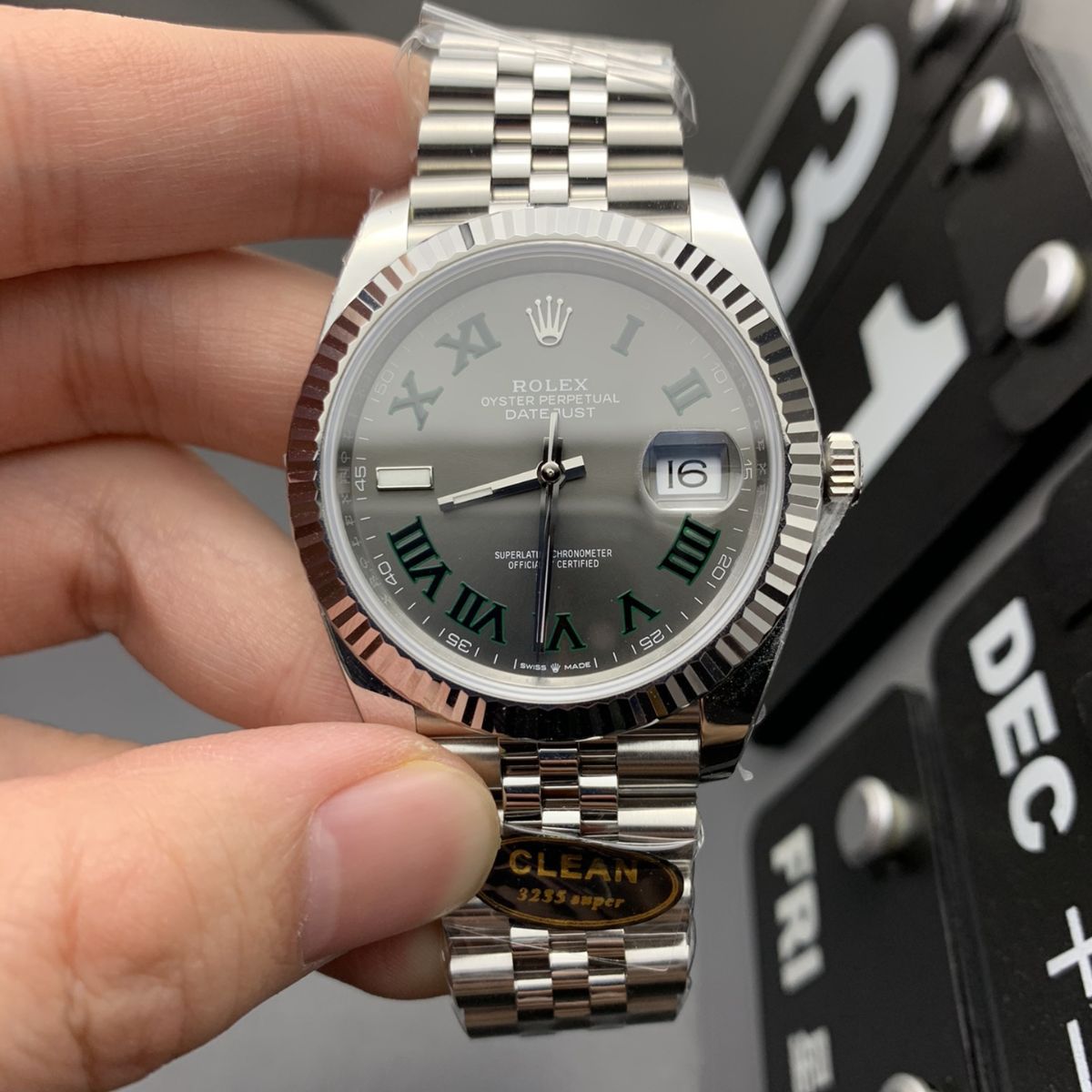 Regency Classic Date 36 mm Five-Link Fluted Bezel Slate Dial 126233 5818