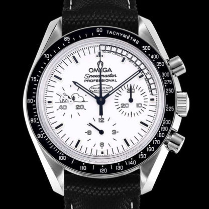 Celestial Chronograph Silver Snoopy Award 50th Anniversary 42mm Steel On Nylon Strap Silver Dial 5392