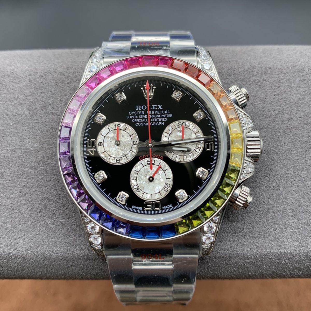 [Super Clone] Regency Racing Chronograph 40 mm Timelesssteel Rainbow Bezel Panda Dial 3990
