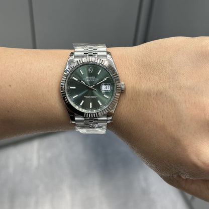 Regency Classic Date 41 mm Five-Link Fluted Bezel Mint green Dial 126334 7165