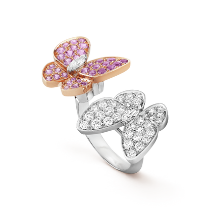 18K Celestial Two Butterfly Between the Finger Sapphire Ring