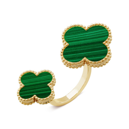 18K Celestial Magic Alhambra Malachite Clover Ring