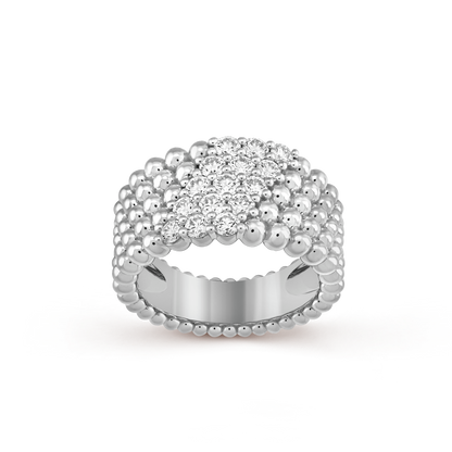 18K Celestial Perl̩e Diamonds Five Rows Ring