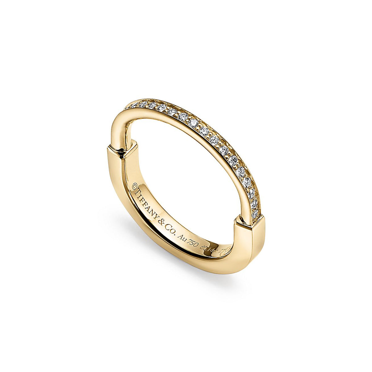 18K Celestial T Lock Diamonds Yellow Gold Ring