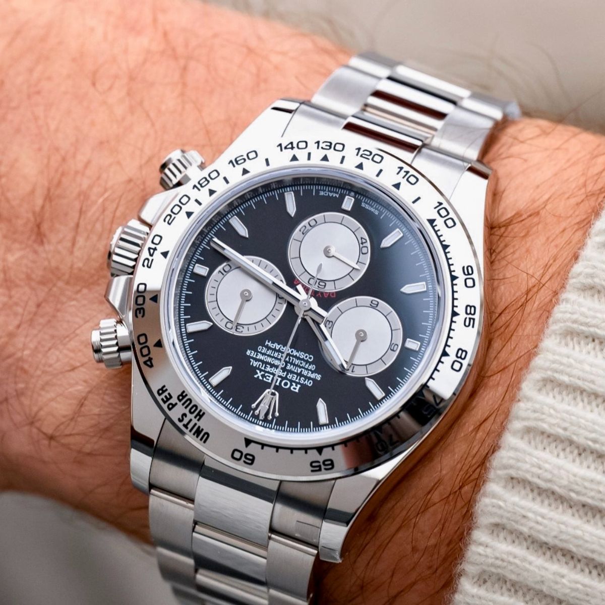 [Super Clone] Regency Racing Chronograph 40 mm Timelesssteel Steel Bezel Bright black and steel Dial 126509 3964