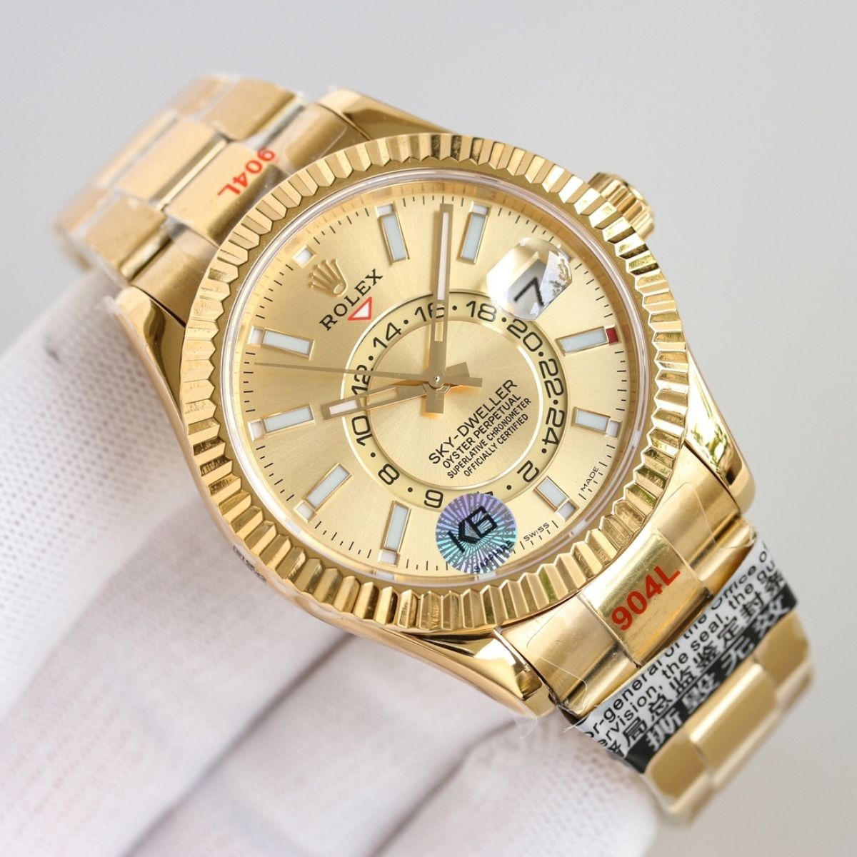 Regency Dual Time 42 mm Timeless Fluted Bezel Champagne colour Dial 336938 5142