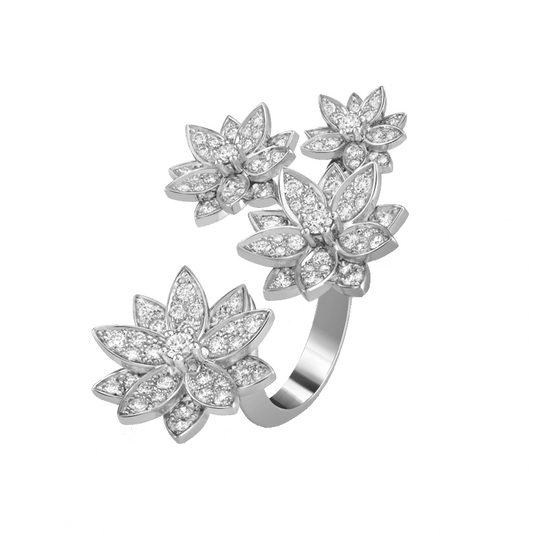 18K Celestial Lotus Four Flowers Ring