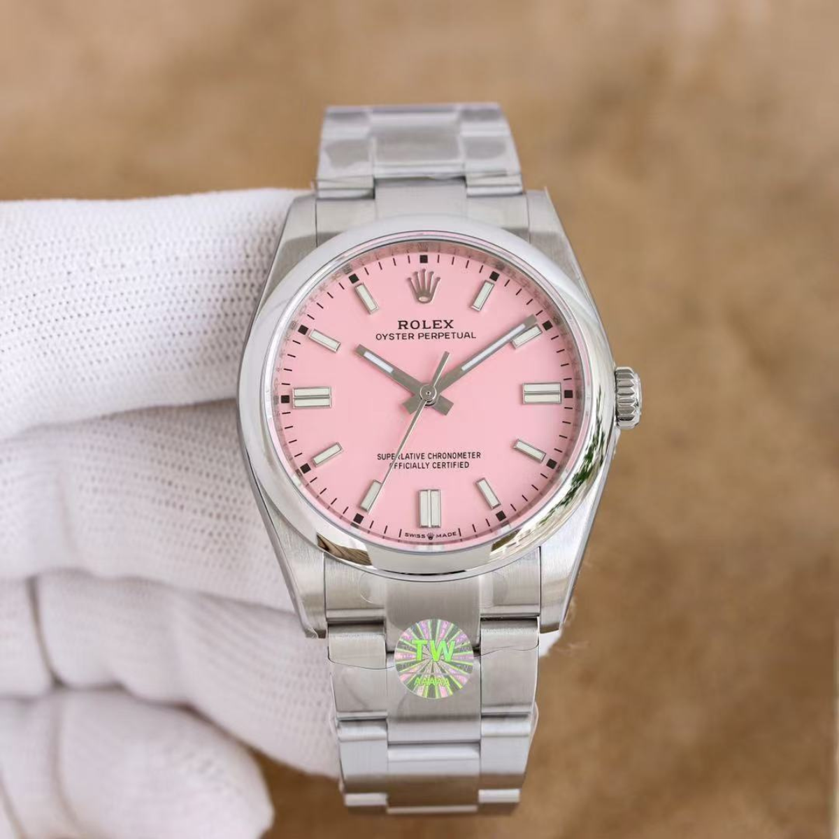 Regency Timeless Perpetual 41 mm Timeless Trapeze Bezel Candy Pink Dial 134300 7364