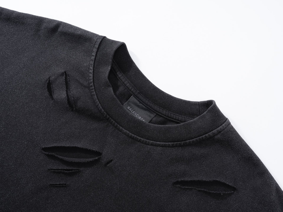 Printed ripped long sleeve t-shirt