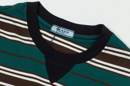New contrasting striped embroidered T-shirt