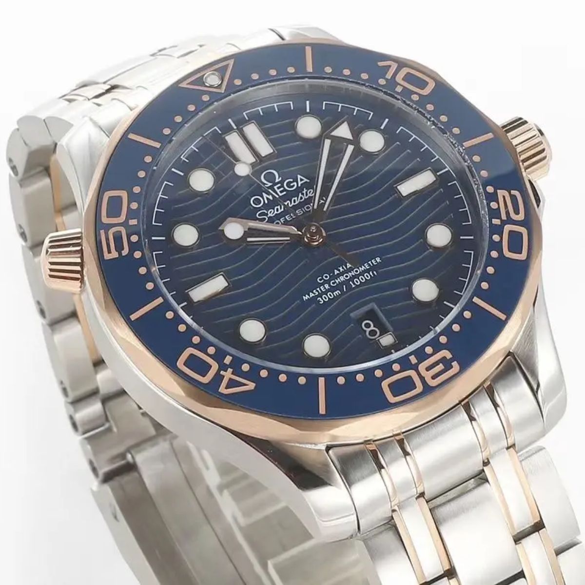 Celestial Seafarer Diver 300M 42mm Steel Rose Gold On Steel Blue Dial 6933