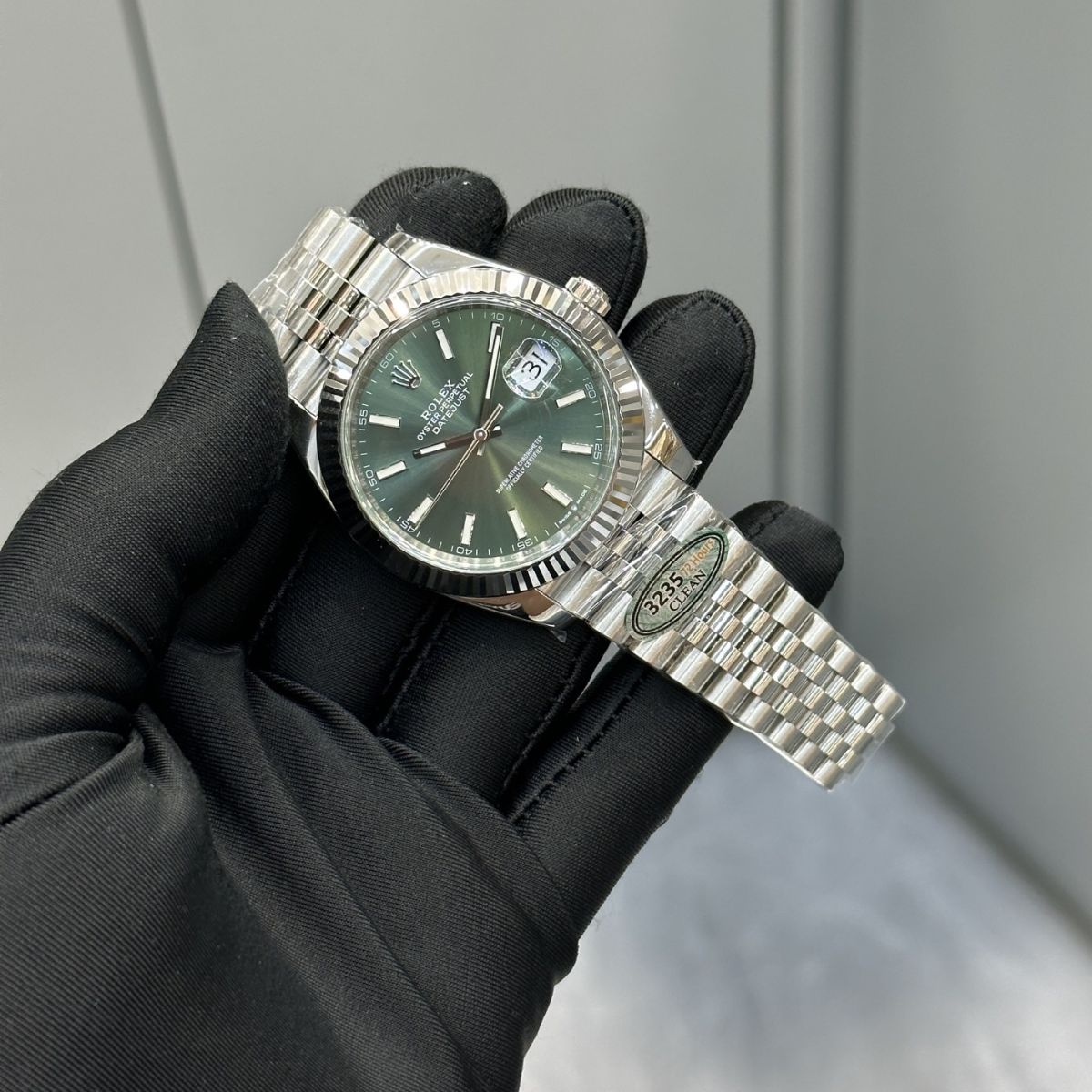 [Super Clone] Regency Classic Date 41 mm Five-Link Fluted Bezel Mint green Dial 126334 8206