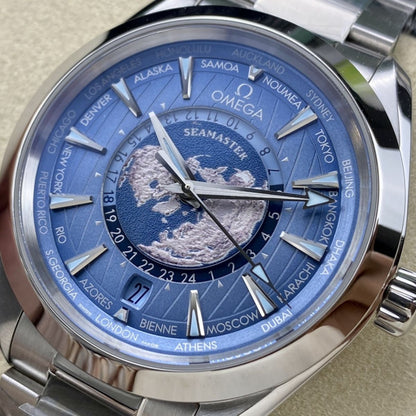 Celestial Aqua Sport Worldtimer 150M 43mm Steel On Steel Blue Dial 6518
