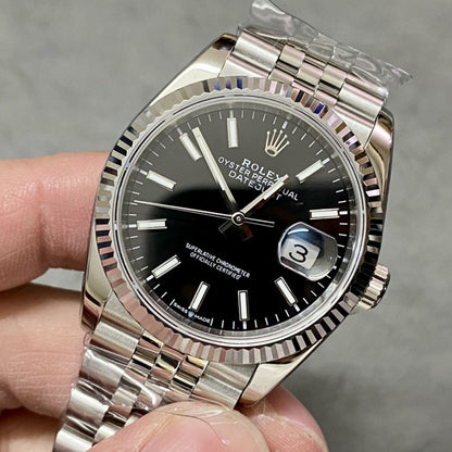 [Super Clone] Regency Classic Date 36 mm Five-Link Fluted Bezel Bright black Dial 126234 9655
