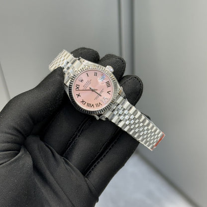 [Super Clone] Regency Classic Date 31 mm Five-Link Fluted Bezel Pink set with diamonds Dial 278274 7048