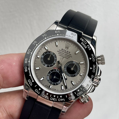 Regency Racing Chronograph 40 mm Rubber Ceramic Bezel Steel and bright black Dial 126519LN 3845