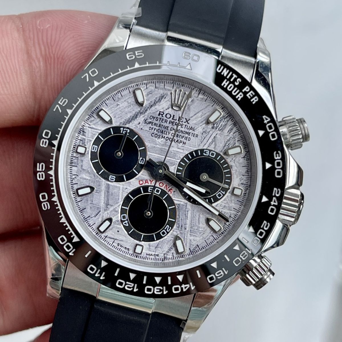 Regency Racing Chronograph 40 mm Rubber Ceramic Bezel Meteorite and black Dial 126519LN 7642